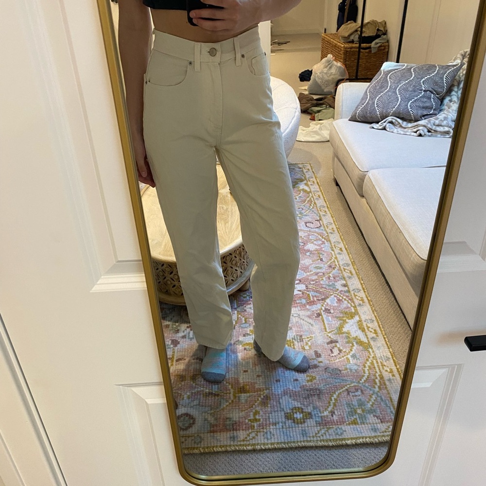 BDG high rise straight leg cream jeans